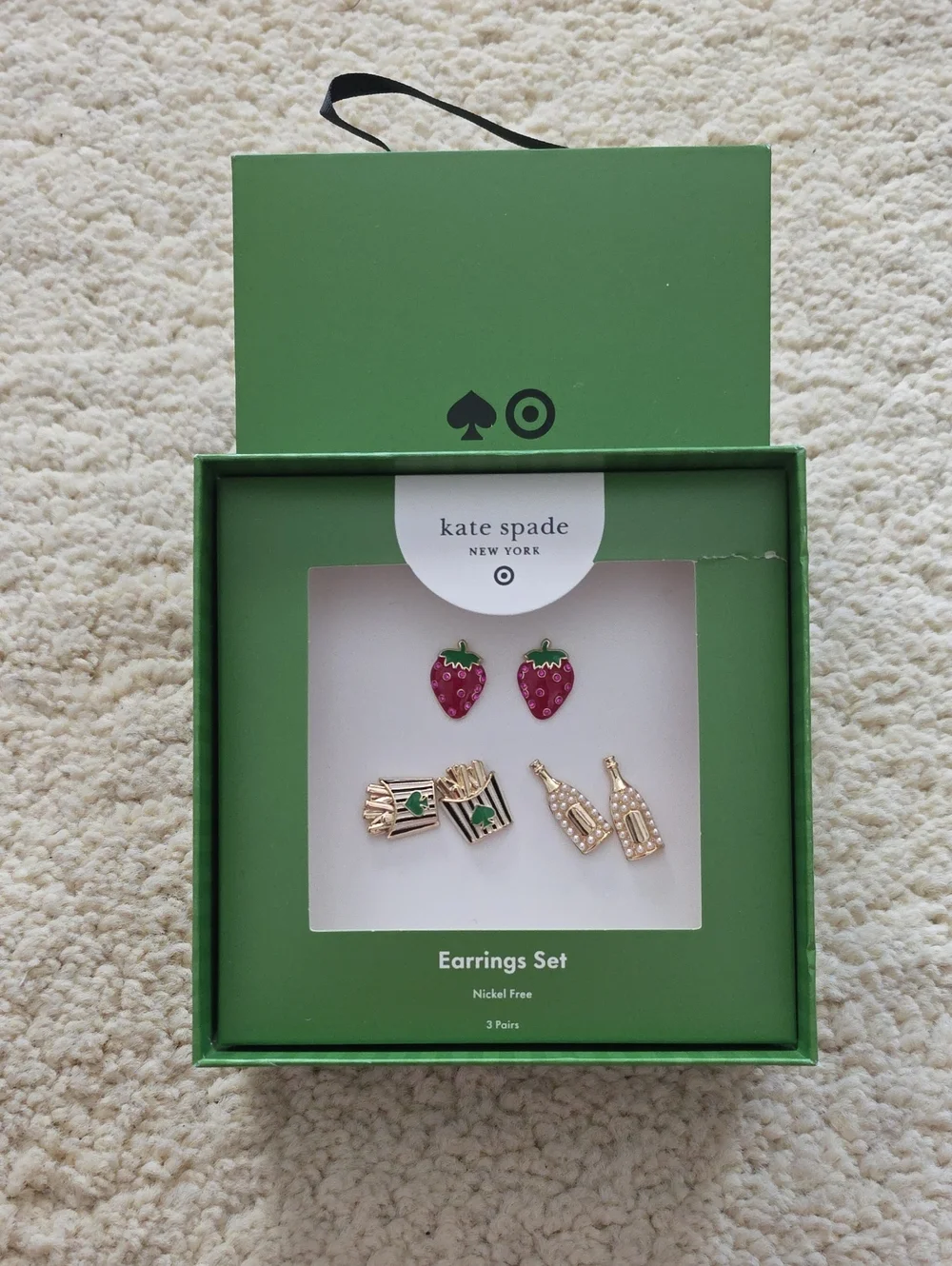 KATE SPADE x TARGET  strawberry, fries & champagne trio Earring Set